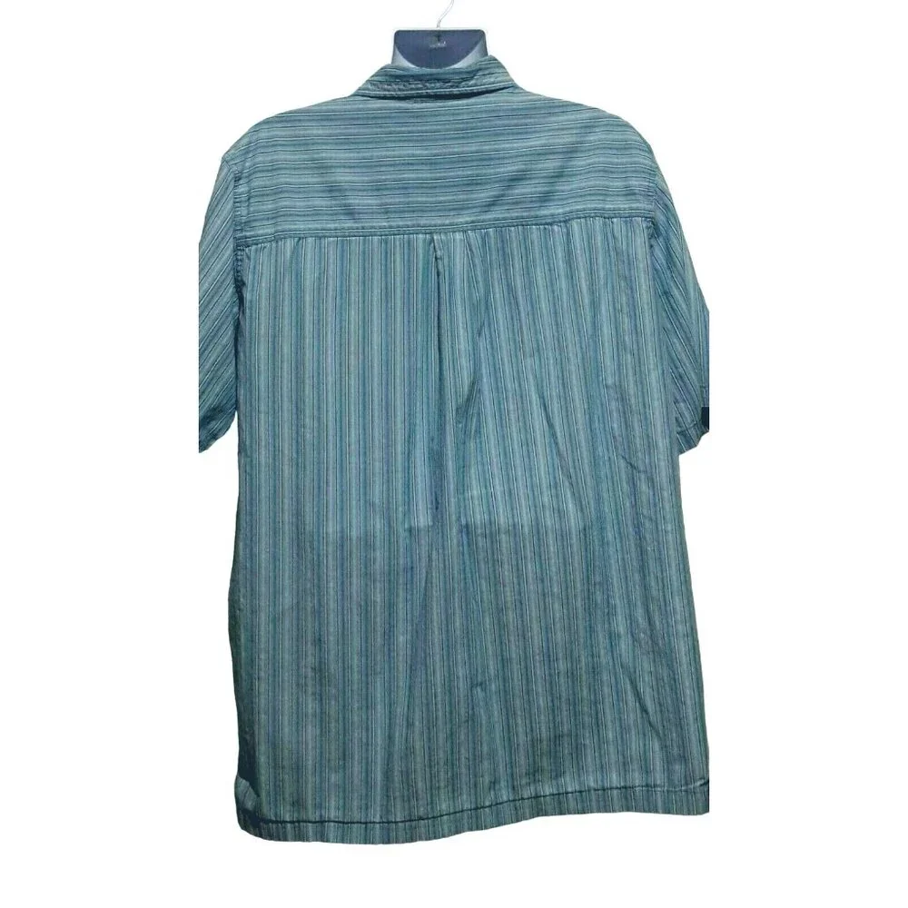 KINGSIZE Brand Mens 2XL Short Sleeve Shirt Button Front Blue Stripe - Picture 4 of 6